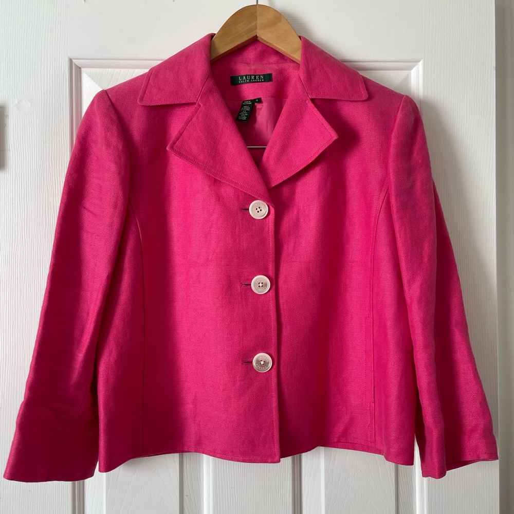 Lauren Ralph Lauren 100% Linen Cropped Blazer 0280